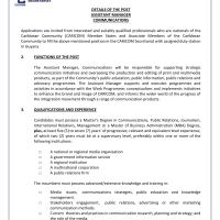 CARICOM - Assistant Manager, Communications